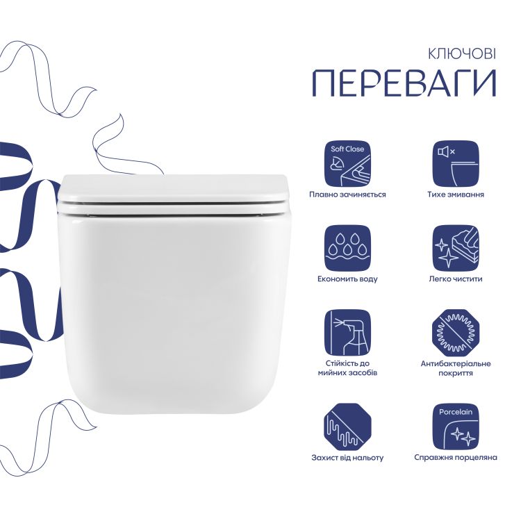 Комплект: Qtap Gemini Ultra Quiet унітаз підвісний QT2533076EUQW+Nest комплект інсталяції 4в1 (Клавіша лінійна Black mat) QT0133M425+QT0111M08V1091MB - 3
