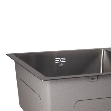 Мойка для кухни с двумя чашами интегрированная Lidz Handmade H7843 (LDH7843BPVD45586) Brushed Black PVD 3,0/1,0 мм - 4