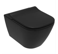 SOLO Rimless унитаз подвесной, сиденье твердое Slim slow-closing 51*35,5*33 см, цвет черный мат