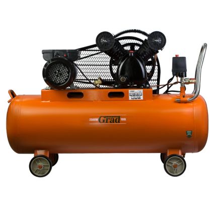 Компресор ремінною V 2.5 кВт 378л/хв 8бар 100л (2 крана) Grad (7044185) - 1