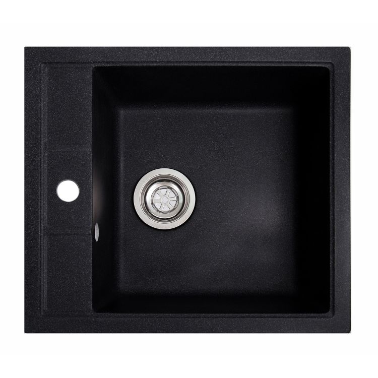 Мойка SOLID Brizz 460*515 черный из искусственного камня, с сіфоном - 1