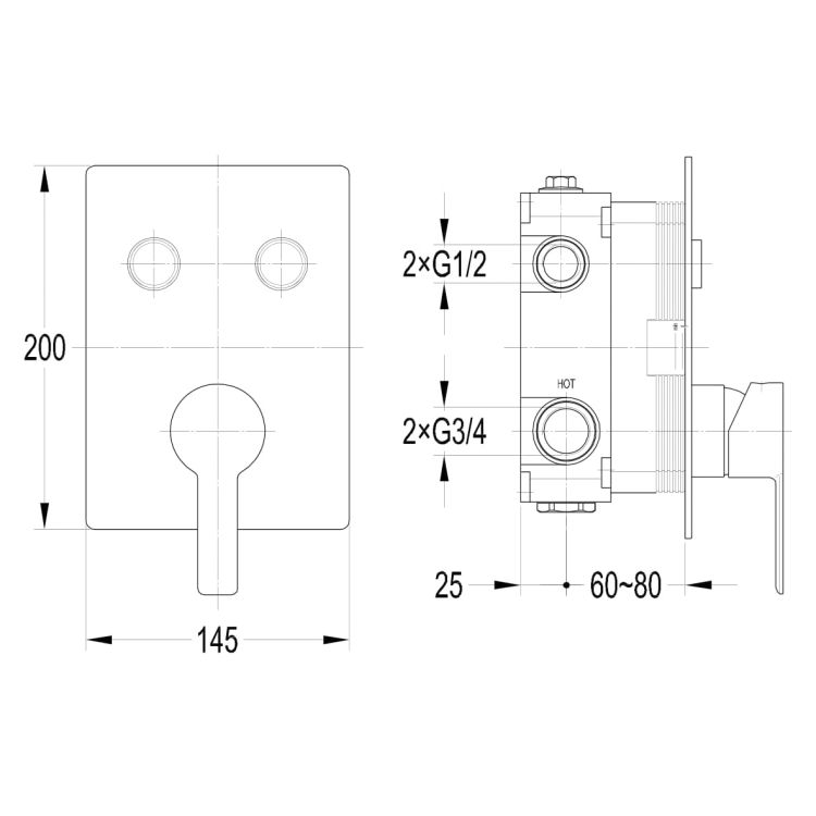 SMART CLICK система душова прихованого монтажу (змішувач для душу, верхній душ 250*250 мм, ручний ду - 4