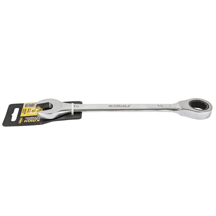 Ключ рожково-накидной трещоточный 18мм CrV satine Sigma (6022181) - 3