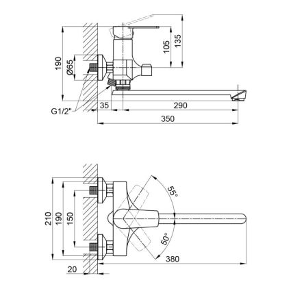 Смеситель для ванны Brinex 35W 005 - 2