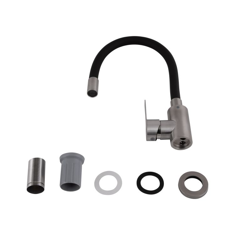 Смеситель для кухни Pure 015F3 с гибким изливом Nickel/Black BRIPUR015F3NKB Brinex - 4