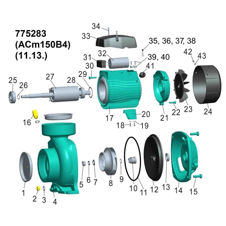 Насос центробежный 1.5кВт Hmax 14.5м Qmax 1000л/мин 4&amp;quot; LEO 3.0 (775283) - 2