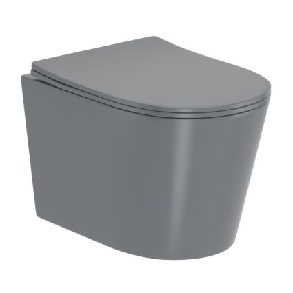 Jess Rimless унітаз підвісний 48,5 * 36 * 37см, сидіння Duroplast Slim slow-closing, сірий матовий - 1
