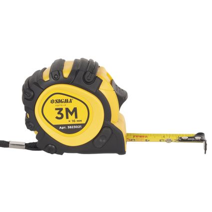 Рулетка магнитная обрезиненная JT фиксатор+тормоз 3м×16мм SIGMA (3823021) - 2