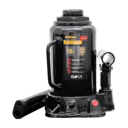 Домкрат гидравлический бутылочный mid 15т H 205-390мм Sigma (6105151) - 1