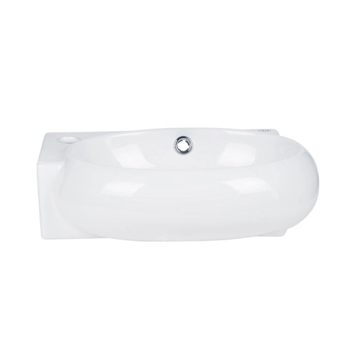 Комплект Qtap Leo: Раковина підвісна овальна ліва 430x290x140 мм White + Донний клапан PU02O - 3