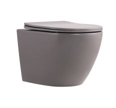 Унітаз підвісний Qtap Robin Ultra Quiet 520×365×340 мм, Stone grey, з сидінням Slim Duroplast / Soft-close / Quick Release QTROB26SG48996