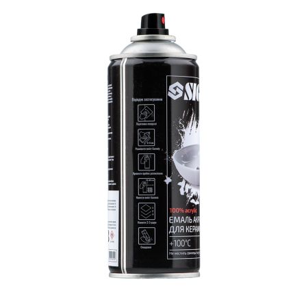 Эмаль аэрозольная акриловая термостойкая для керамики +100°C 400мл белый глянец SIGMA (2736421) - 5