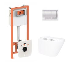 Готове рішення Qtap для ванної кімнати: підвісний унітаз Swan Ultra Quiet 520x360x320 + комплект інсталяції Nest 4 в 1 (квадратна клавіша Chrome)