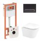 Комплект: Qtap Scorpio Ultra Quiet унітаз підвісний QT1433053EUQW + Nest комплект інсталяції 4в1 (лінійна клавіша Black mat) QT0133M425 + M08V1091MB - 1