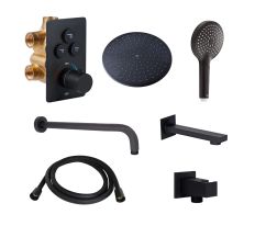 Акційний набір Qtap: Змішувач для душу Votice QTVOT6443T105NKB+Лійка QTHLAVA228O1ZBB+Лійка QTRUCA120O3KBB+Шланг+Підключення+Кронштейн+Вилив