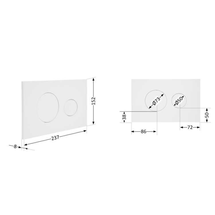 Клавіша змиву Qtap Standard 152x236x28 мм, White, кругла QTSTD164W49468 - 2