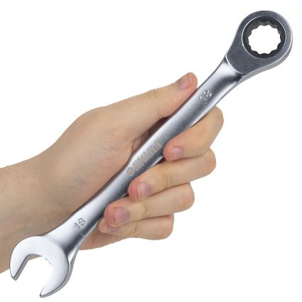 Ключ рожково-накидний трещоточный 18мм CrV satine Sigma (6022181) - 5