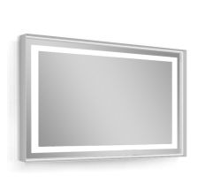 Зеркало 80*60см, в алюминиевой раме, с подсветкой, с подогревом, цвет белый (мебель под умывальник VERITY LINE)