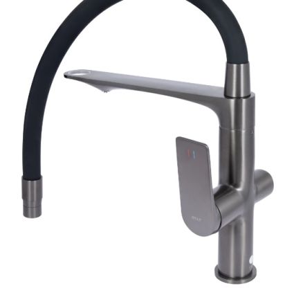 Змішувач д/кухонної мийки Vlasta QTVLA364GMB45649 Gun New з гнуч.вилив.з підключ.д/питної води Q-tap - 4