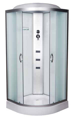 Гідробокс 61W RC 90х90х210 мілкий піддон скло сіре 4мм, профіль сатин (задн.стінка біла) - 1