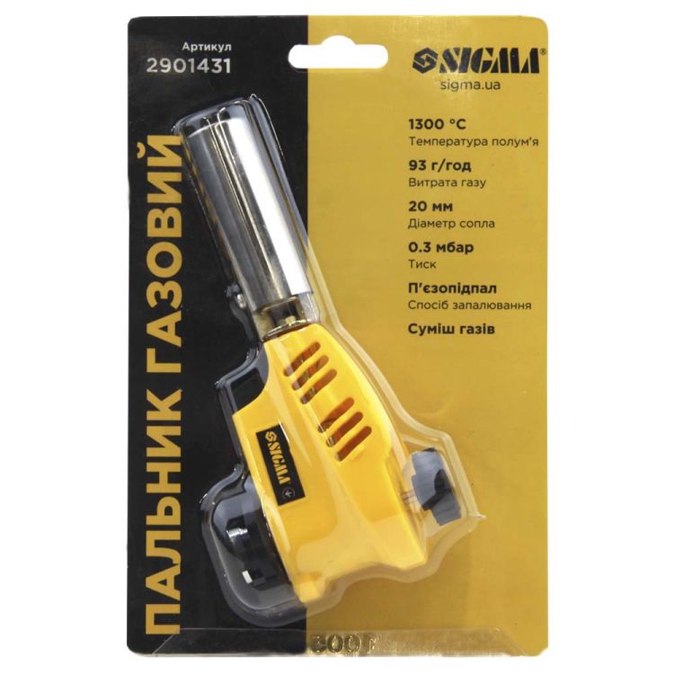 Горелка газовая с регулировкой пламени сверху и пьезоподжигом Ø20мм 153мм Sigma (2901431) - 8