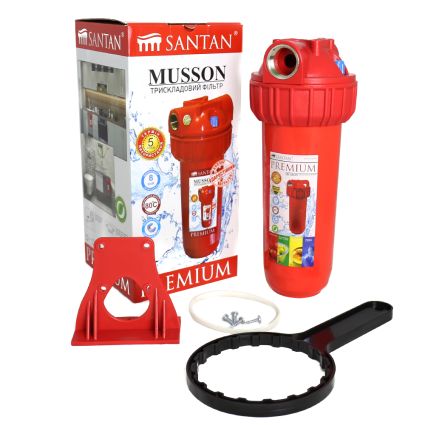 Фильтр для очистки воды SANTAN Musson 3PS, 1/2&amp;quot; горячая вода (корпус+крепление и ключ) - 2