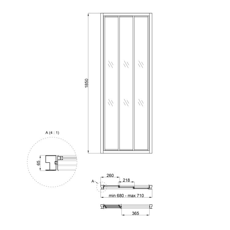 Душові двері в нішу Qtap Uniford CRM207.C4 68-71x185 см, скло Clear 4 мм, Покриття CalcLess - 2