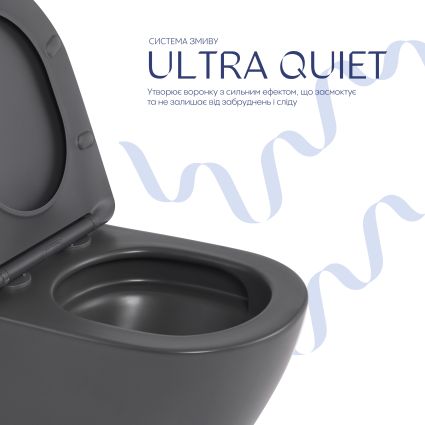 Унітаз підвісний Qtap Robin Ultra Quiet 520×365×340 мм, Anthracite, з сидінням Slim Duroplast / Soft-close / Quick Release QTROB26AN48995 - 5