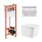 Комплект: Qtap Crow Ultra Quiet унітаз підвісний QT05335171W + Nest комплект інсталяції 4в1 (квадратна клавіша Chrome) QT0133M425 + M06028CRM - 1