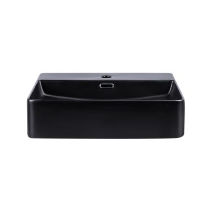 Комплект Qtap Nando LT: Раковина підвісна прамокутна 500х420х120 мм Matt Black + Донний клапан PU03O - 3