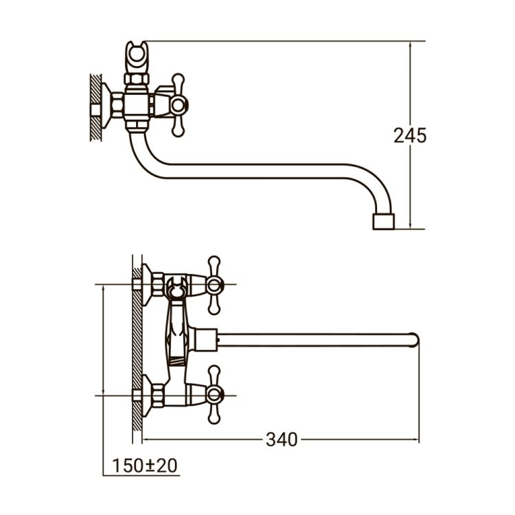 Смеситель для ванны AQUATICA (PM-2C457C) - 3