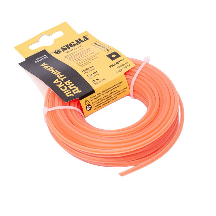 Леска для триммера армированный квадрат Ø3.0мм 15м SIGMA (5623061) - 5