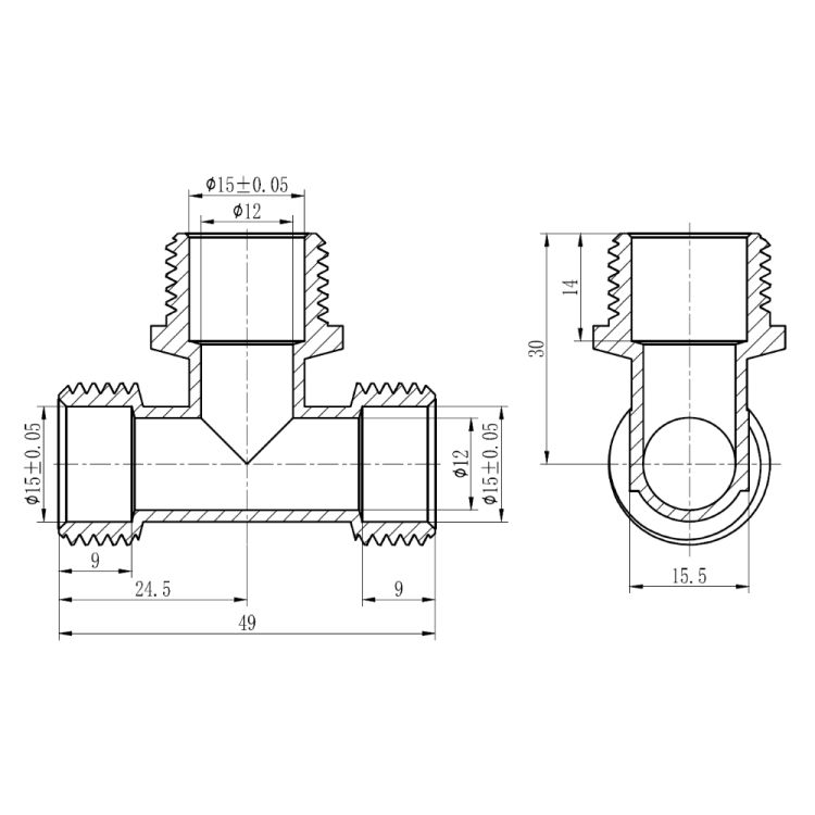 Тройник обтискний SD Forte 16х1/2&amp;quot;х16 ЗР SF178W161516 - 2
