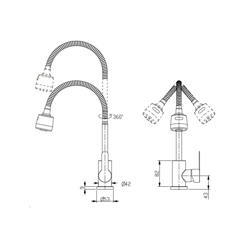 Смеситель для кухни Pure 015F41 с гибким изливом Nickel BRIPUR015F41NKL Brinex - 2