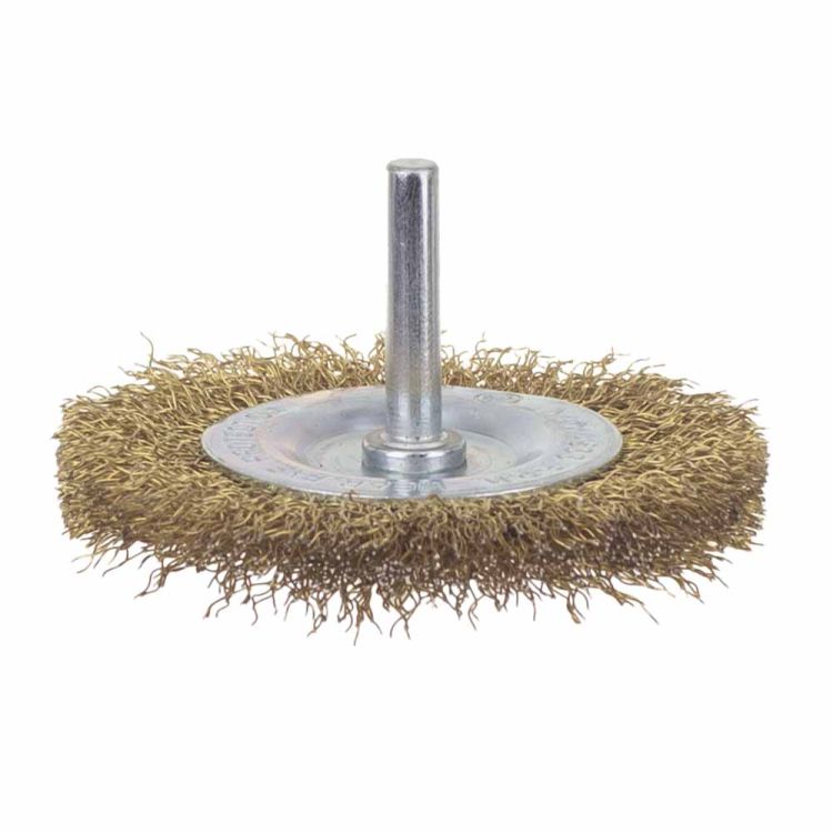Щетка проволочная дискообразная Ø75мм хвостовик Ø6мм (латунированная) Sigma (9013071) - 1
