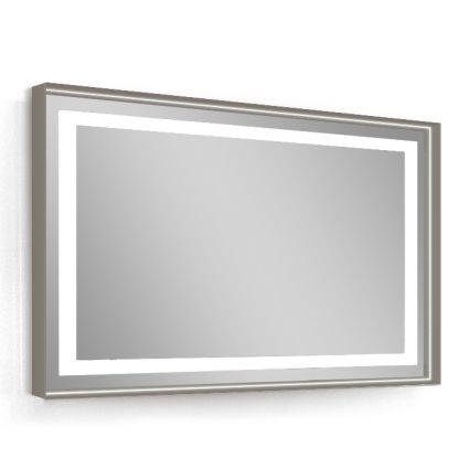 Зеркало 80*60см, в алюминиевой раме, с подсветкой, с подогревом, цвет капучино (мебель под умывальник VERITY LINE) - 1