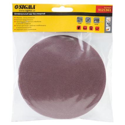 Шлифовальный круг без отверстий Ø150мм P100 (10шт) Sigma (9121361) - 5