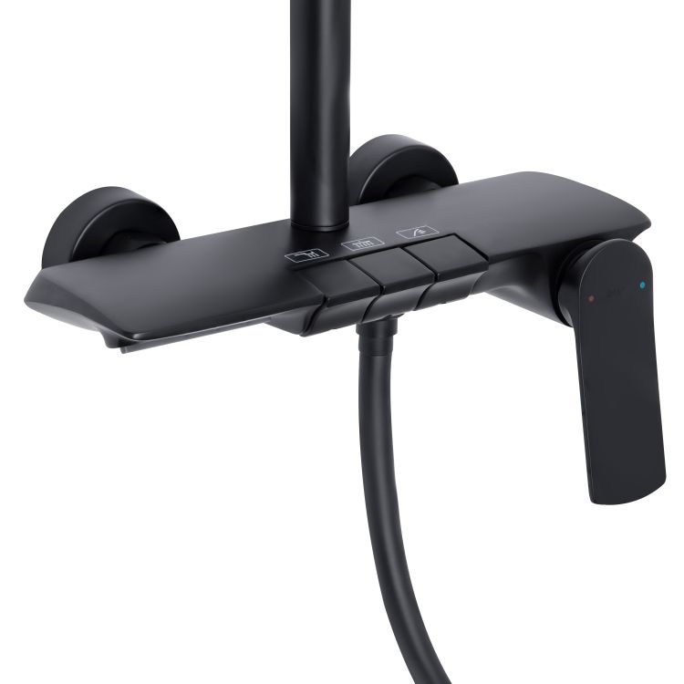 Душова система універсальна Qtap Slavonice на три споживача (з виливом) QTSLA111BLM45906 Black Matt - 3