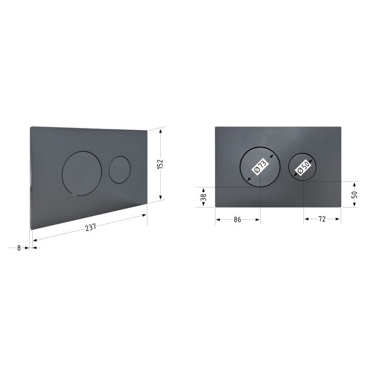Клавіша змиву Qtap Standard 152x236x28 мм, Gunmetal Black, кругла QTSTD164GMB51271 - 2