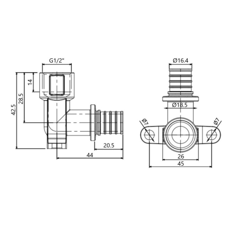 Кут натяжний Icma №1040 d20х2,8-1/2&amp;quot;В настінний 851040ADGW05 - 2