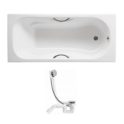 MALIBU ванна 170*75см з ручками + сифон Viega Simplex для ванни автомат 560мм (285357) - 1