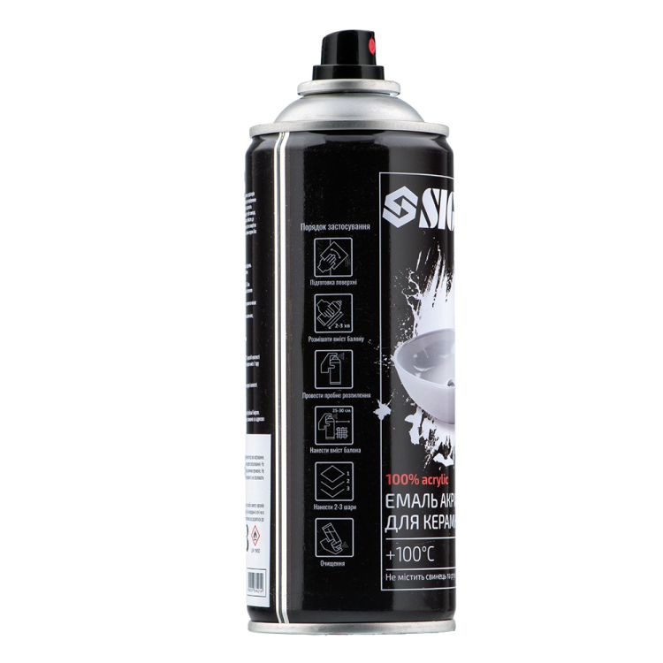 Эмаль аэрозольная акриловая термостойкая для керамики +100°C 400мл белый глянец SIGMA (2736421) - 5