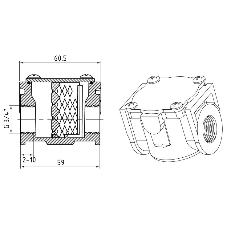 Фильтр газов. 3/4&amp;quot; алюм. SD121G20 Sandi - 2