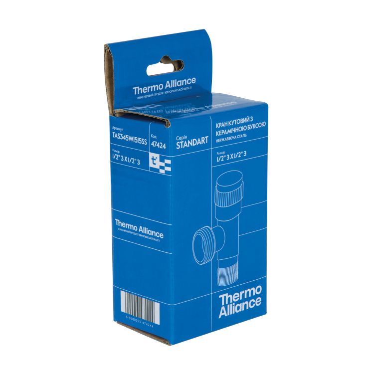 Кран кутовий Thermo Alliance Standart 1/2&amp;quot;ЗЗ нерж., з керам. буксою TAS345W1515SS - 8