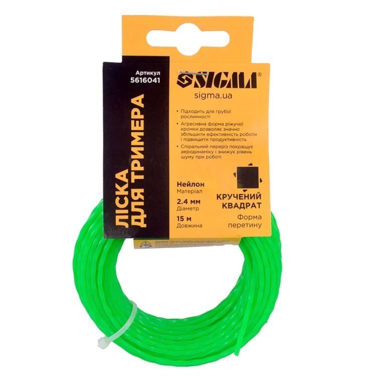 Леска для триммера крученый квадрат Ø2.4мм 15м Sigma (5616041) - 6