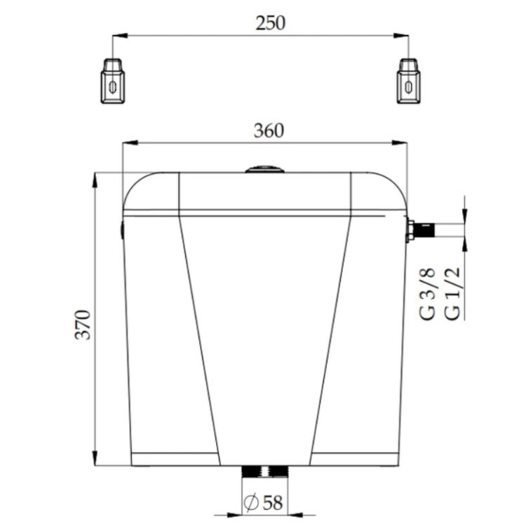 Бачок сливной в комплекте со сливным механизмом 00718 Plastic toilet tank-WHITE (комплект. креп 00716) - 2