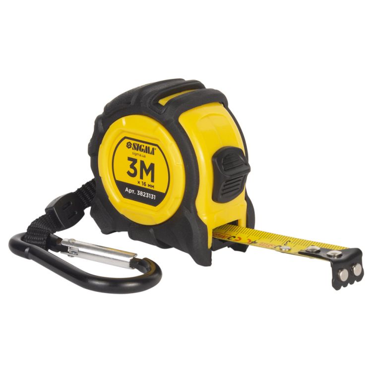 Рулетка магнитная обрезиненная Advanced нейлоновое покрытие 3м×16мм SIGMA (3823131) - 1