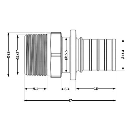 Перехідник під натяжну гільзу Icma №1034 d16х2,2-1/2&amp;quot;З 851034ADBO05 - 2