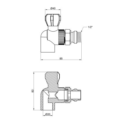 Кран кульовий радіаторн. кутовий PPR ф20х1/2&amp;quot; DSW431 Thermo Alliance - 2