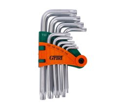 Ключі TORX 9шт T10-Т50мм CrV (короткі з отворами діаметром) Grad (4022275)
